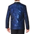 thumbnail image 3 of INSPIRE CHIC Men's Blazers Sequin Shiny Metallic Argyle Plaid Suit Jackets  2XL Blue, 3 of 5
