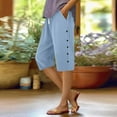 thumbnail image 2 of iHPH7 Womens Lightweight Pants, Capri Pants for Women, Loose Pants for Women Summer, Elastic Waist Pants for Women, Linen Pants for Women, Light Blue S, 2 of 9