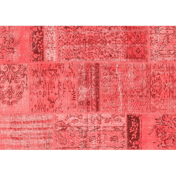 Ahgly Company Indoor Rectangle Patchwork Red Transitional Area Rugs, 4' x 6'