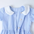 thumbnail image 6 of HILEELANG 2-7T Toddler/Little Girls Light Blue White Stripe 100% Cotton Dress Size 4T, 6 of 8