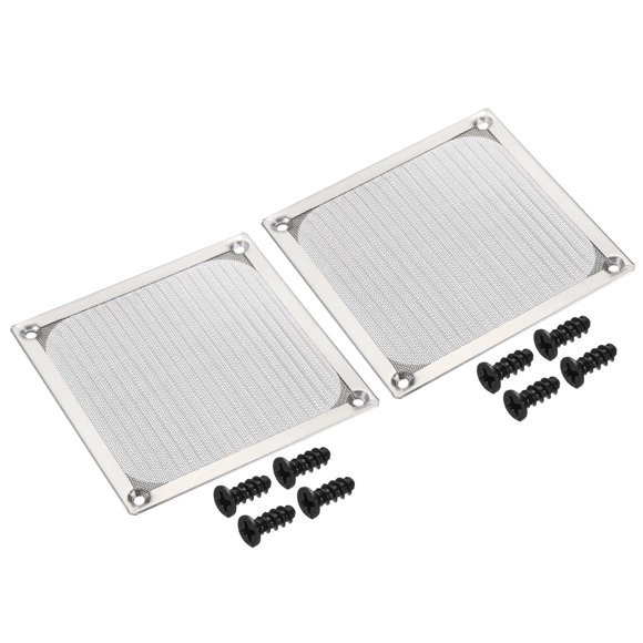 Uxcell 120mm Fan Filter Grills with Screws Aluminum Frame Stainless Steel Mesh Silver 2 Pack