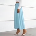 thumbnail image 4 of Hvogkswy Womens Midi Skirt, Solid Color Drawstring Elastic High Waist A-Line Skirts Soft Loose Outdoor Activities Ladies Summer Fashion Casual Skirt, 4 of 7