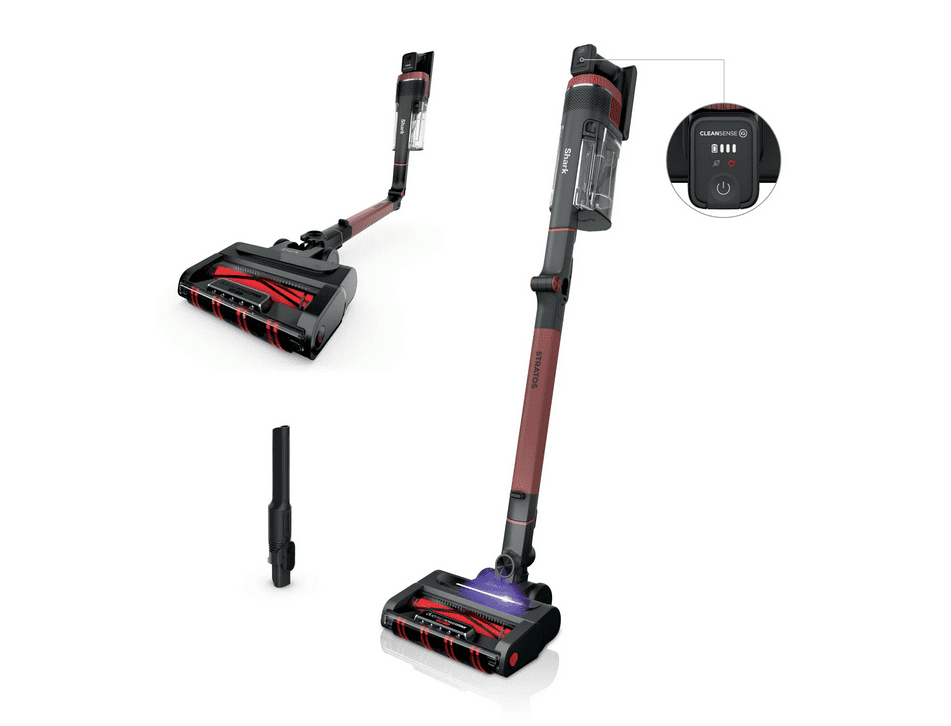 Shark Stratos Cordless Stick Vacuum, Carpet and Hardfloors, Clean Sense IQ Technology, DuoClean PowerFins HairPro, 50-Min Run Time, IZ840HRW Red