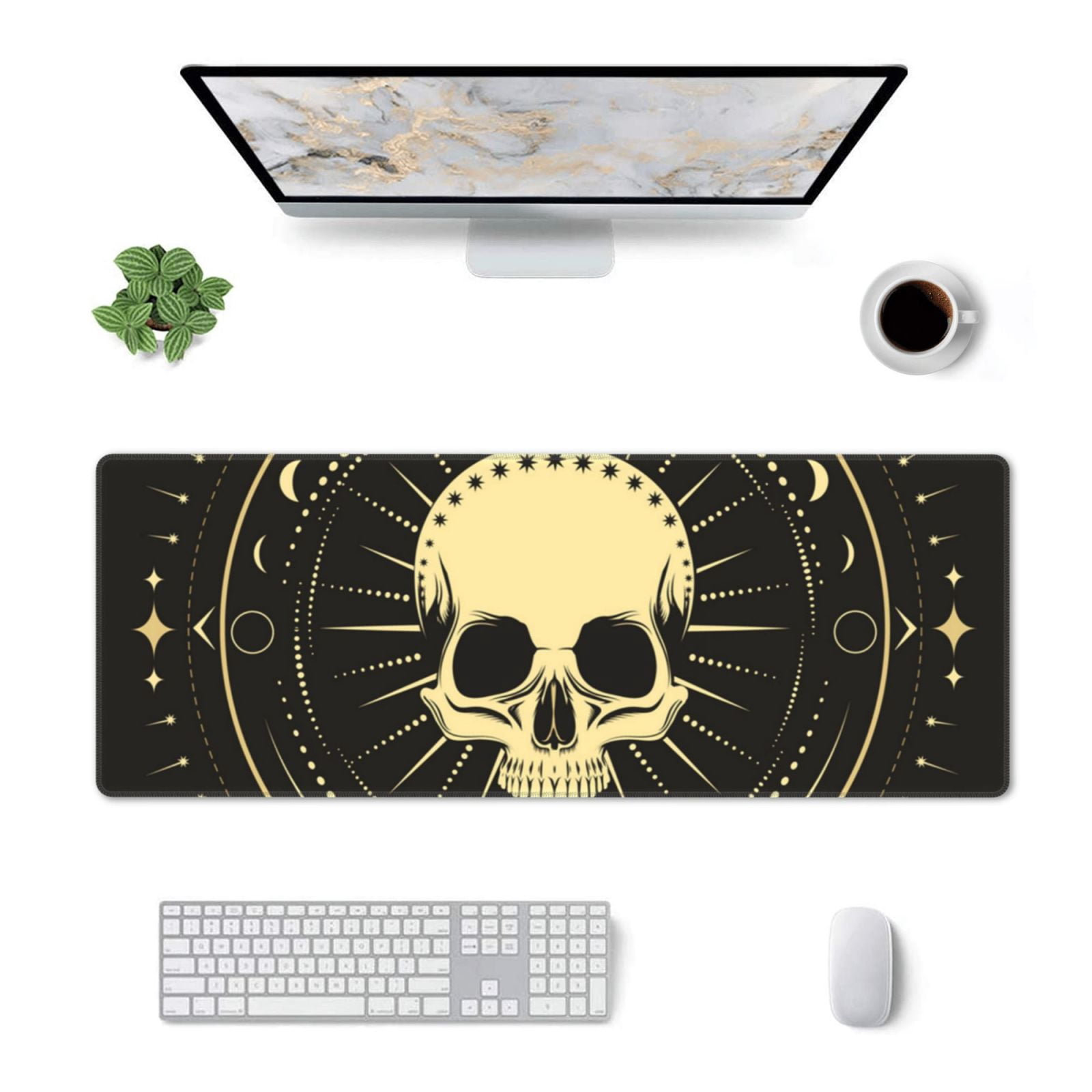 Skull Magic Moon Phases Vintage Mouse Pad Extended Large Gaming Mousepad Non-Slip Rubber Big Keyboard Desk Mat 31.5 X 11.8 Inch