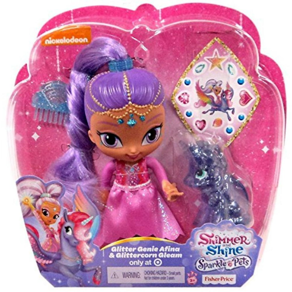 Shimmer and Shine Sparkle Pets Glitter Genie Afina and Glittercorn