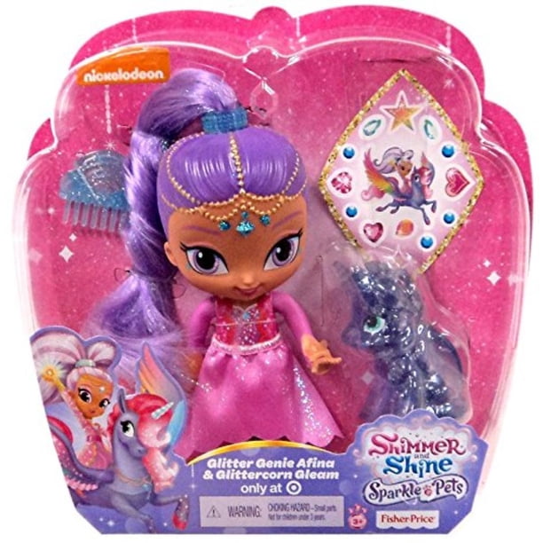 Shimmer and Shine Sparkle Pets Glitter Genie Afina and Glittercorn