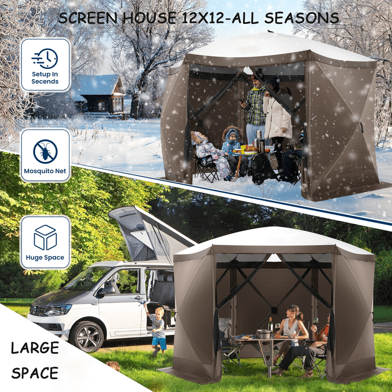 COBIZI 12x12ft Pop Up Canopy Gazebo with 6 Sidewalls, Waterproof