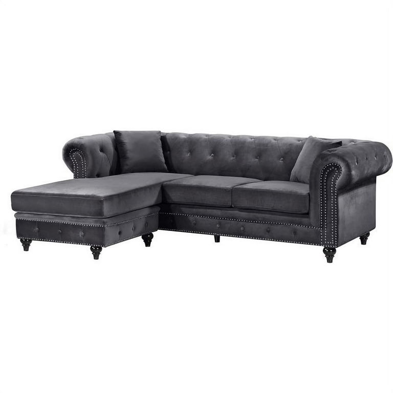 Meridian Furniture Sabrina Velvet Reversible 2pc. Sectional Sofa Meridian Furniture Sabrina Velvet Reversible 2pc. Sectional Sofa