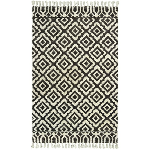 Moretti Ursurla Area Rug 61406 Ivory Diagonal Diamond 5' x 8' Rectangle