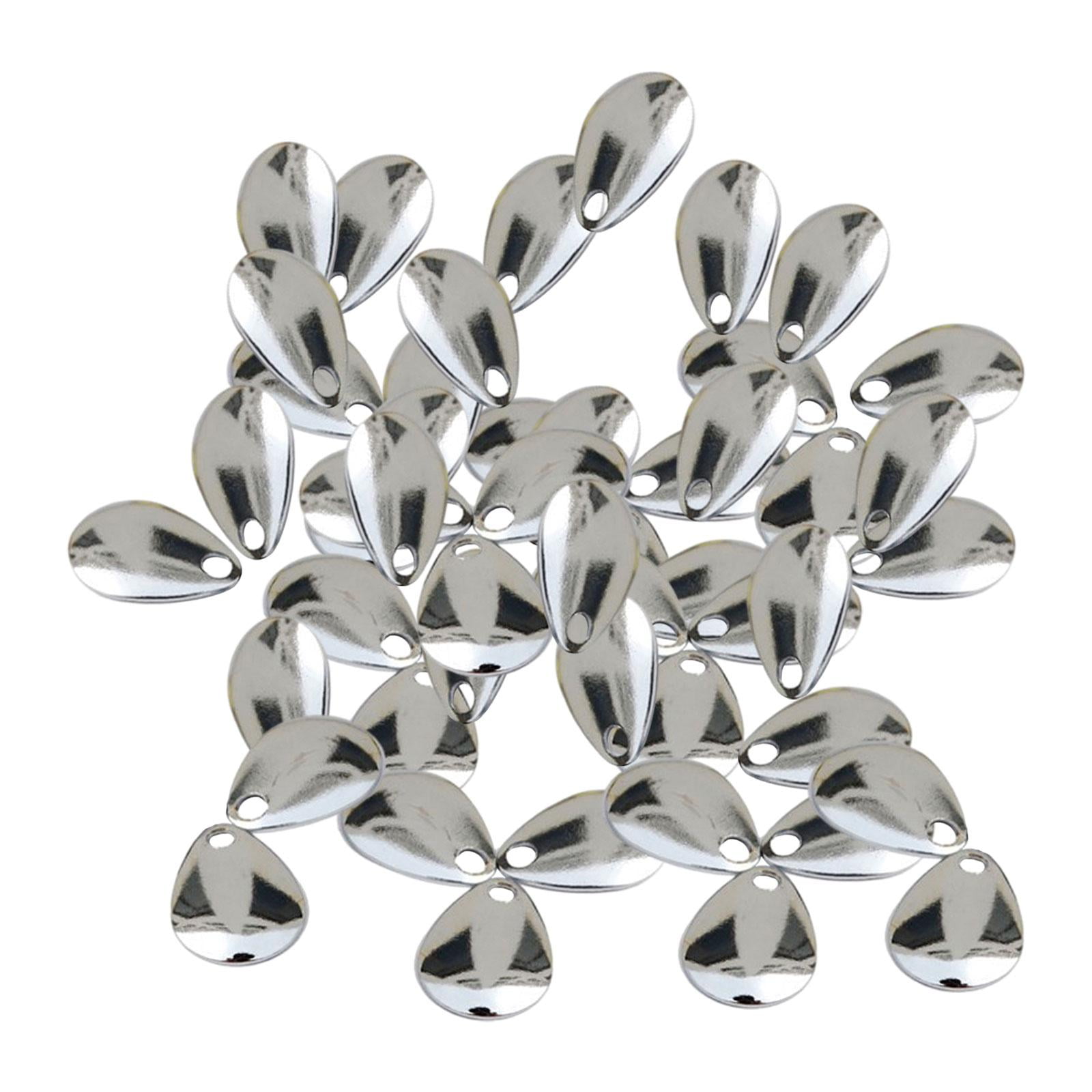 QSTDGVPW 50Pcs Fishing Tool Rigs Spinnerbaits for Perch Bass Men Women Silver 17mm