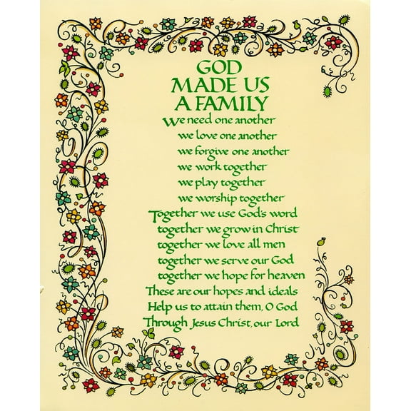 Catholic print picture - God Made Us A Family 3 - 8" x 10" ready to be framed