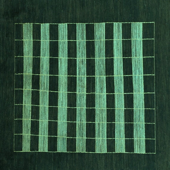 Ahgly Company Machine Washable Indoor Square Abstract Turquoise Blue Modern Area Rugs, 7' Square