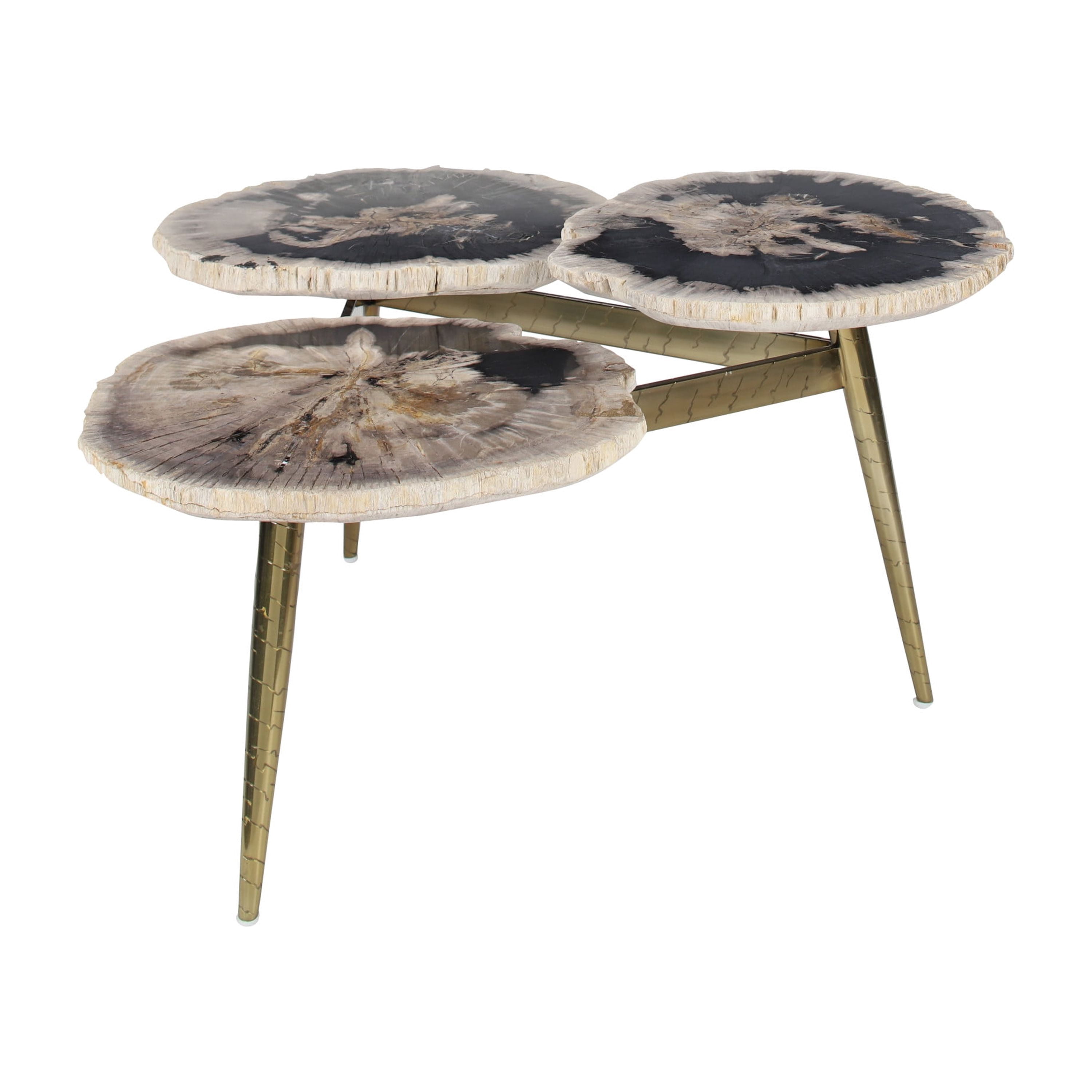 DecMode Rustic Petrified Stone Black Coffee Table, 36"W x 18"H