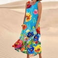 thumbnail image 2 of Dresses for Women Loose Casual Floral Printed Maxi Long Dress Plus Size Sleeveless Round Neck Dresses with Wide Pocket Summer Beach Boho Tank Dress Tshirt Dresses for Ladies, 2 of 5