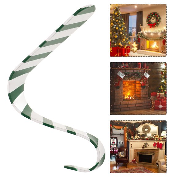 OFFIGAM 1-Pack Striped Iron Christmas Stocking Hook Hanger Fireplace Decoration Holiday Accessory