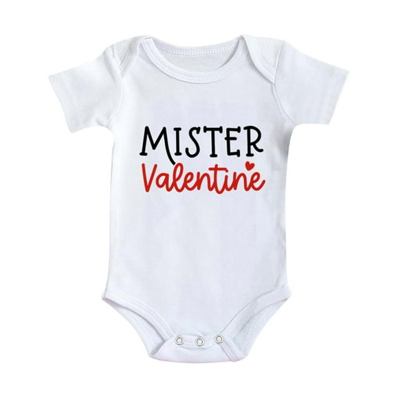 Boys Girls Short Sleeve Valentine's Day Letter Print Romper Bodysuit For Children Clothes Baby Girl Shirts