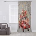 thumbnail image 3 of Xmas Red Truck, Semi Sheer Curtains Drapes for Living Room, Bedroom, French Doors Window 54 Inches Long, Christmas Balls Tree Branch Floral Rod Pocket Chiffon Curtain Drapery Voile Draperies Panel, 3 of 6