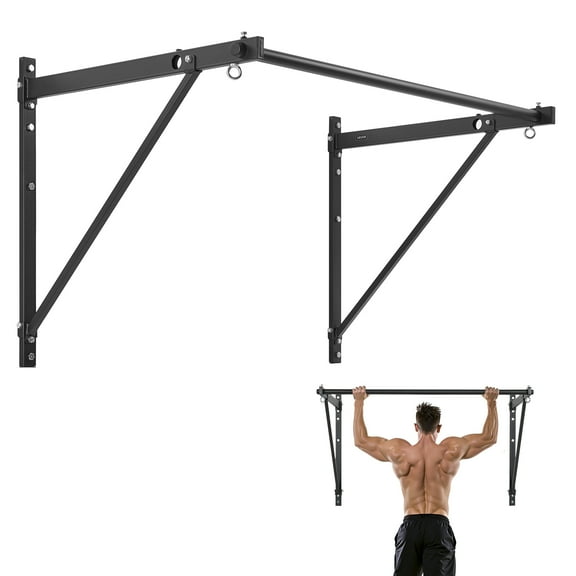 VEVOR Pull Up Bar, 50 in Width Wall Mounted Pull Ups, Adjustable Depth 22" or 30" from Wall, Heavy Duty Steel Upper Body Workout Bars, 440 lbs Weight Capacity Chin Up Training Station, for Home Gym