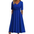 thumbnail image 1 of Robes de Printemps pour Femmes Décontractées Manches 3/4 Longue Robe Évasée Basique Plage Vacances Travail Maxi Robe 2025, 1 of 7