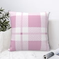 thumbnail image 6 of YFYANG Square Decorative Throw Pillow Case (Without Pillow Insert), Pink Geometric Plaid Texture Bedroom Sofa Car Cushion Cover, 20"x20", 6 of 9
