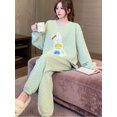 thumbnail image 4 of Pijama cálido de algodón para mujer, conjunto de ropa de estar por casa, Top y pantalones de forro polar suave, manga larga, talla grande, Otoño e Invierno, 4 of 5