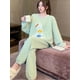 thumbnail image 4 of Pijama cálido de algodón para mujer, conjunto de ropa de estar por casa, Top y pantalones de forro polar suave, manga larga, talla grande, Otoño e Invierno, 4 of 5