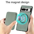thumbnail image 2 of ELEHOLD for Google Pixel 7 Magnetic Wallet Case with Detachable Back Card Holder Fiber Texture Design Full Body Protective Slim Shockproof Case, green, 2 of 8