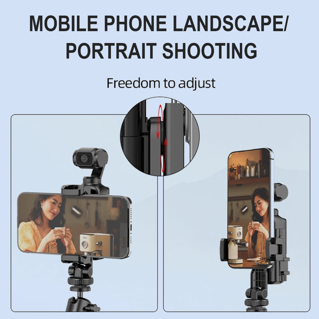 lanema Phone Teleprompter Stand Phone Clip Grip with Cold Shoe for Pocket 3 Gimbal