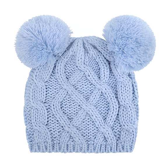 TELOLY Baby Caps 0-3 Months,Toddler Girls Boys Winter Hats Soft Baby Caps Kids Knit Winter Warm Hats Light Blue