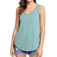 thumbnail image 1 of Women U Neck Solid Color Side Split Scoop Hem Tank Top, 1 of 5