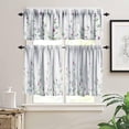thumbnail image 3 of Eucalyptus Leaf Floral Kitchen Curtain Set, Wildflower Wooden Board Spring Farmhouse Watercolor Botanical Window Valances and Tier Set for Home Living Room 54''x18'' & 27''x36''x2, 3 Panels, 3 of 4