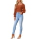 thumbnail image 2 of Blusa de manga larga Crop Inspire Chic para mujer, blusas casuales con cuello cuadrado y volantes, color caramelo, talla L, 2 of 6