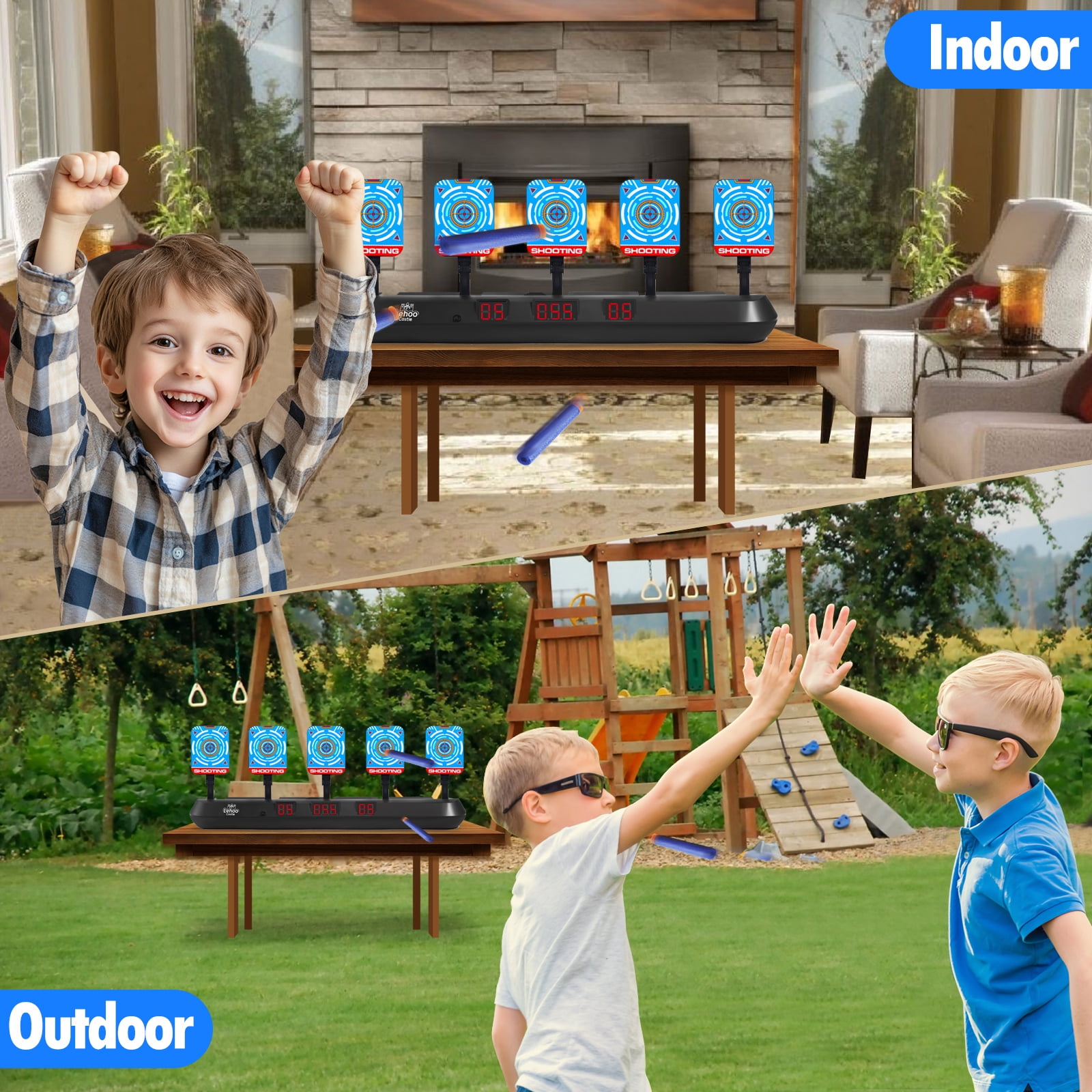 Electronic Shooting Targets, Nerf Target, 5 Electronic Shooting with Auto Reset, Digital Targets for Age 8 9 10 11 Kids to Shoot