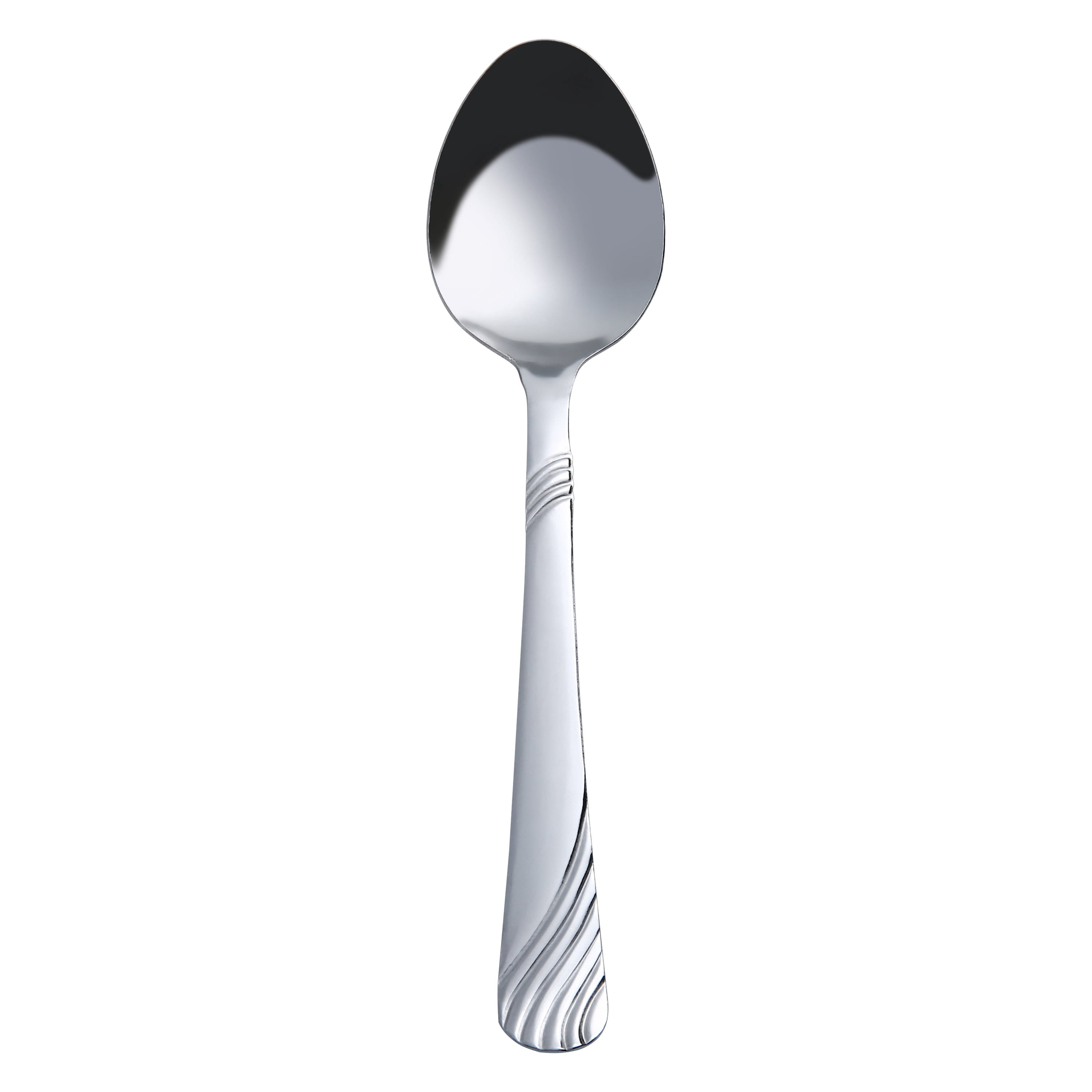 Mainstays Swirl Stainless Steel Adult Dinner Spoon, 4-Piece Set, Silver