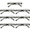 7 Packs Mens Womens Rectangle Half Frame Blue Light Blocking Reading Glasses Spring Hinge Readers +1.50