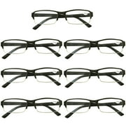 7 Packs Mens Womens Rectangle Half Frame Blue Light Blocking Reading Glasses Spring Hinge Readers +1.50