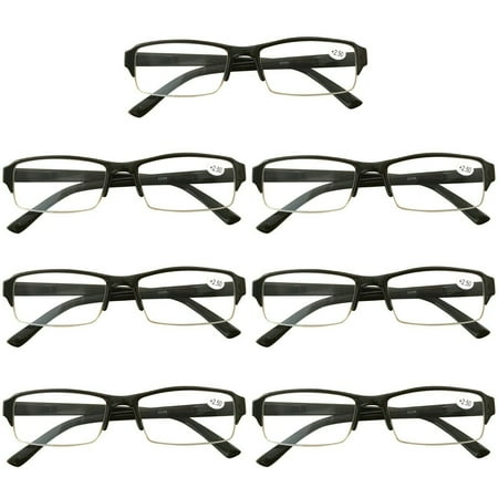 7 Packs Mens Womens Rectangle Half Frame Blue Light Blocking Reading Glasses Spring Hinge Readers +1.50