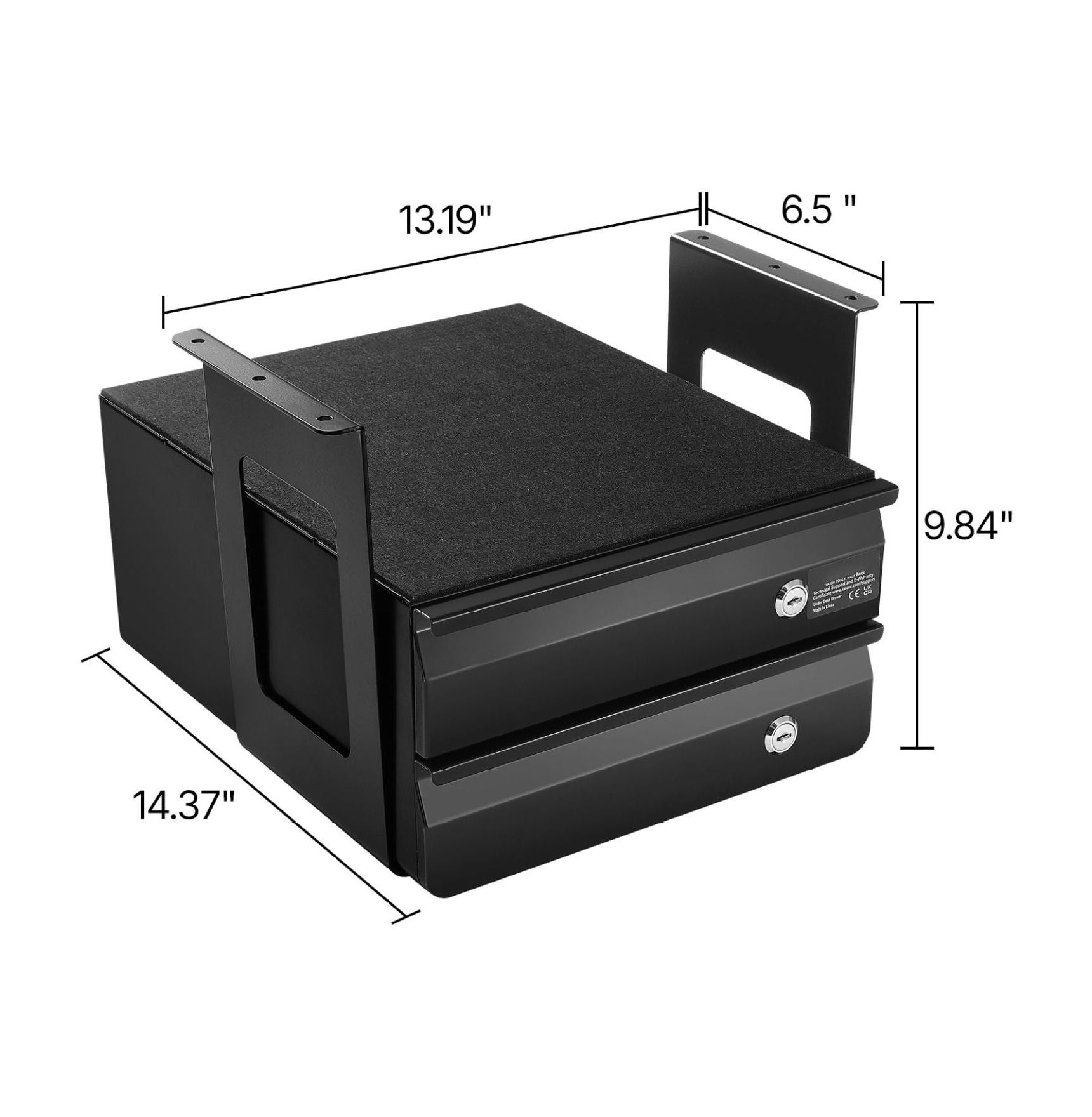 Under Desk Drawer, 13" Wide Slide Out Organizer, Lockable Hidden Storage, Undermount Pull-out Drawer for Desk, 2 Layer Desktop Organizer, Sit Stand Workstation