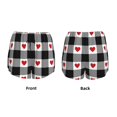 thumbnail image 5 of Lsque Heart Black Buffalo Plaid Gingham Printed Women's Running Shorts with Liner Pockets,Elastic Quick Dry Workout Athletic Gym Yoga Shorts,Womens High Waist Shorts-, 5 of 9
