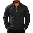 thumbnail image 3 of Men's Windproof Waterproof Jacket Stand Collar Casual Tops Lightweight Breathable Rain Jacket Hiking Fishing Running Work Outdoors Travel Essential | JASKFLY,Black L, 3 of 9