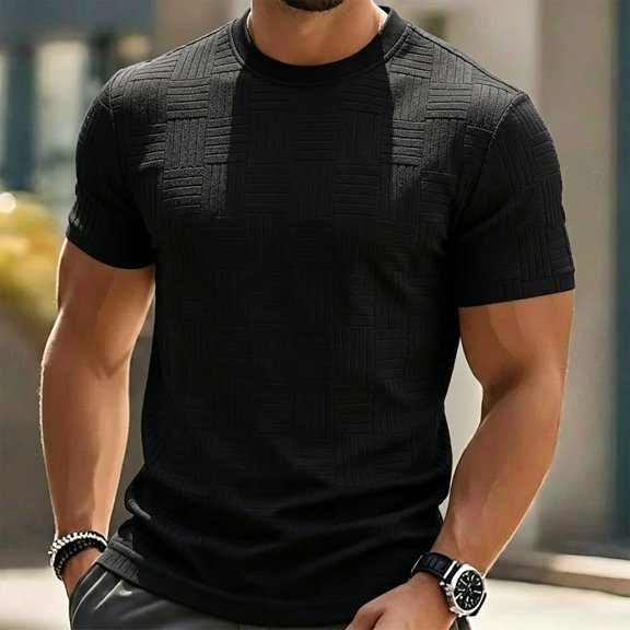 Dolkfu Black Graphic Tees Minimalist Crew Neck Short Sleeve Pull-on T-Shirts Solid Modern Athletic Tops Black,S