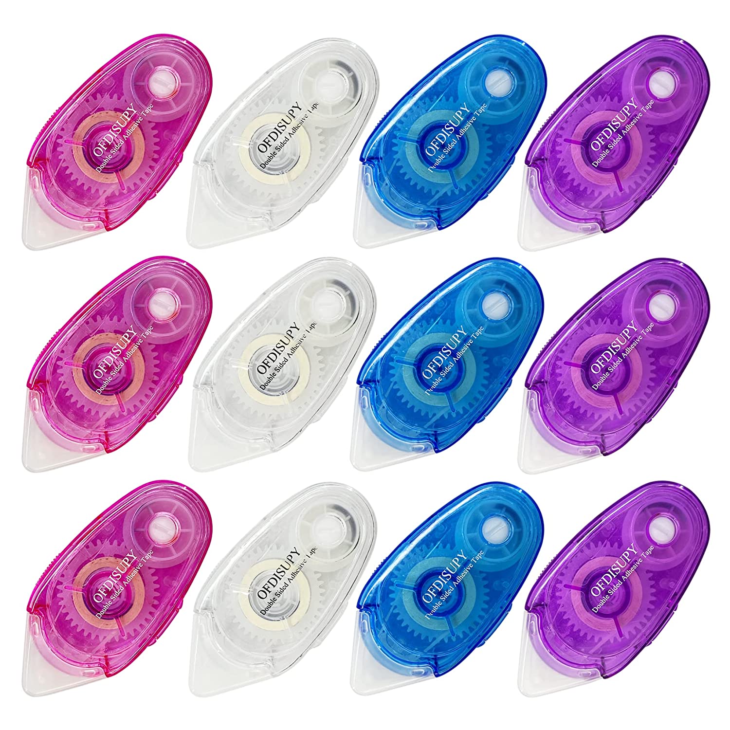 Total 12pcs Double Sided Adhesive Tape Runner Scrapbooking Tape Roller