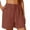 Brown Style, variant on Womens Casual Shorts Solid High Waist Cotton Linen Elastic Waist Summer Girls Bottoms Shorts