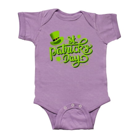 

Inktastic St. Patrick s Day Hand Lettering with Green Top Hat Gift Baby Boy or Baby Girl Bodysuit