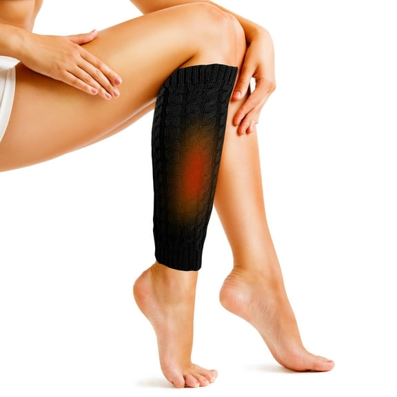 COMPUKAS 1 Pair USB Heating Leg Warmers with Yarn Woolen Knit for Autumn Winter Outdoor Activities