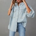 thumbnail image 6 of Niaviben Jean Jacket Women Long Denim Jacket Women Oversized Jean Jacket Jean Shirts for Women Womens Jackets Dressy Casual Jean Jackets for Women Jean Jacket Light Blue M, 6 of 6