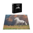 thumbnail image 3 of Ambesonne Animal Jigsaw Puzzle Durable Cardboard, Andalusian Horse Dusk, 1000 pcs, White Orange Green, 3 of 5