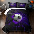 thumbnail image 2 of Manfei Sports Football Quilt Full, Gradient Lightning Full Bedspread Sets, Sky Blue Shatter, Black Reversible 3pcs, 1 Coverlet and 2 Pillowcases, 2 of 7