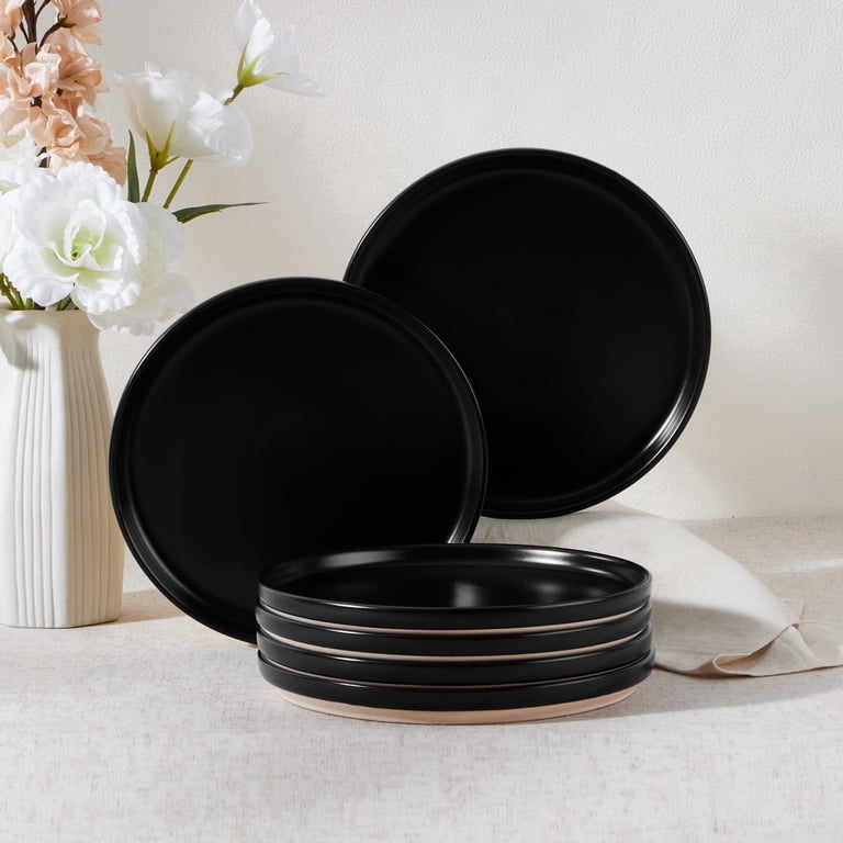 Vesteel Handcrafted Dinner Plates, Matte Black, Set of 6 photo 1