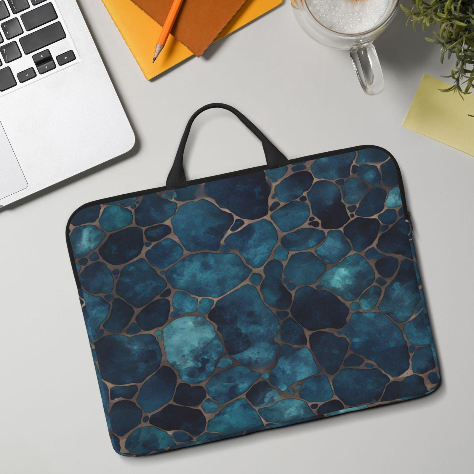 Laptop Sleeve Bag For Women Men 14inch Waterproof Durable Protective Computer Carrying Cover Handle Laptop Case Bag Animal Skin Print Style Darkturquoise_2